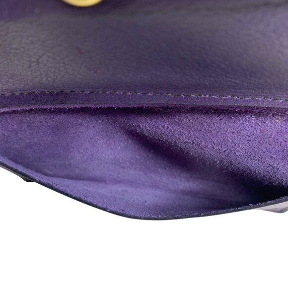 VTG Artisan Purple Leather Snap Closure Travel Wallet Multiple Card Slots - Picture 6 of 10